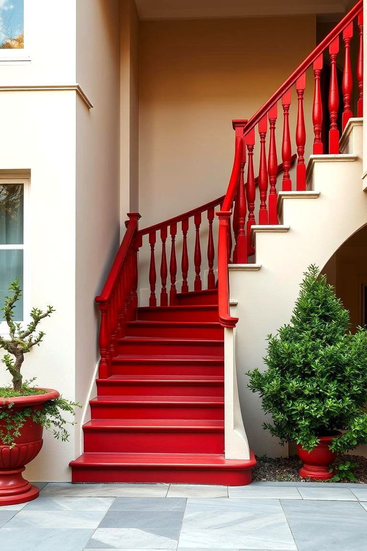 Red Balustrades Enhancing Appeal - 22 red home exterior ideas