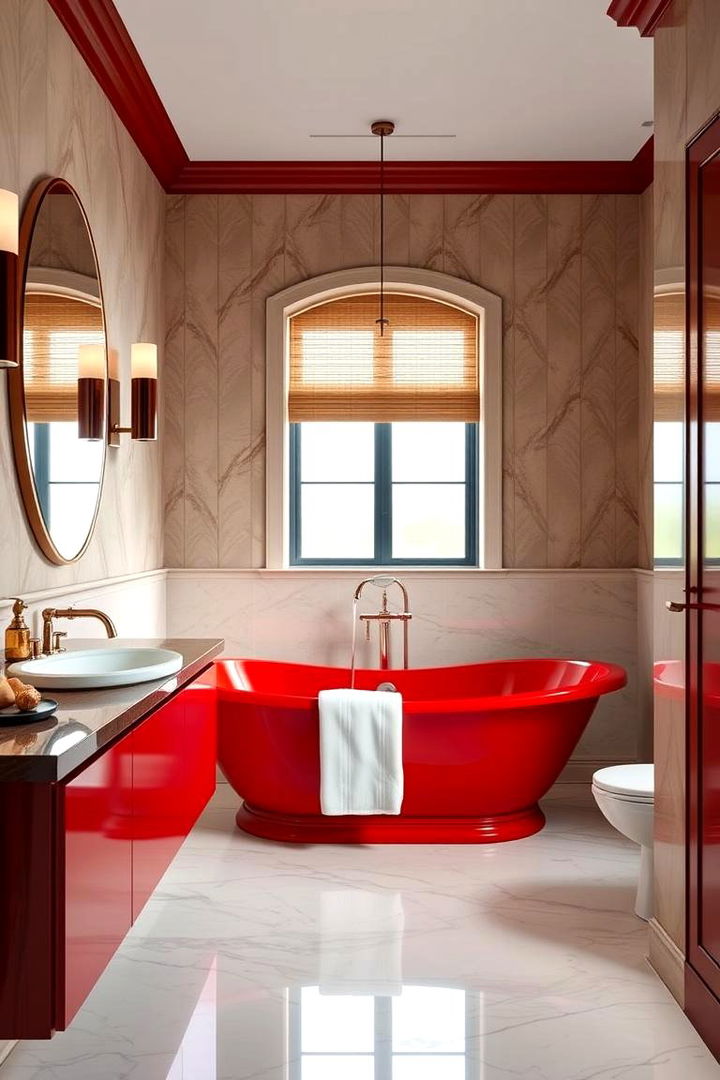 Red Bath Tubs for a Statement - 22 Red Bathroom Ideas
