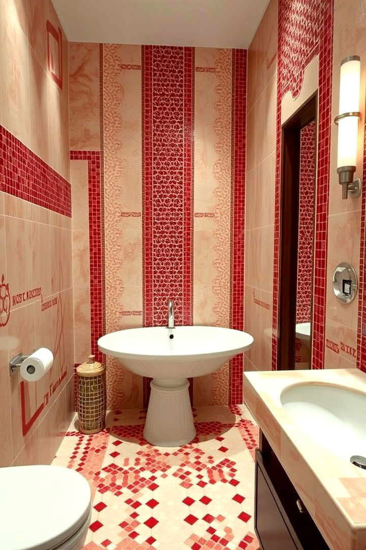Red Mosaic Details for Stylish Flair - 22 Red Bathroom Ideas