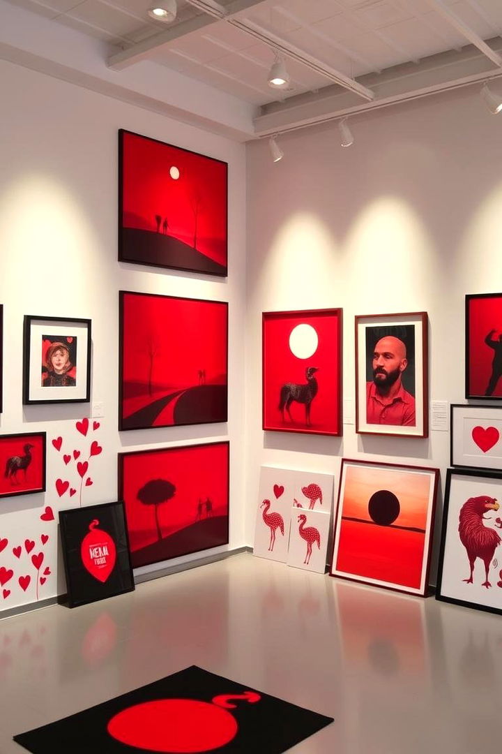 Red Themed Artwork Display - 22 Red Boy Room Ideas