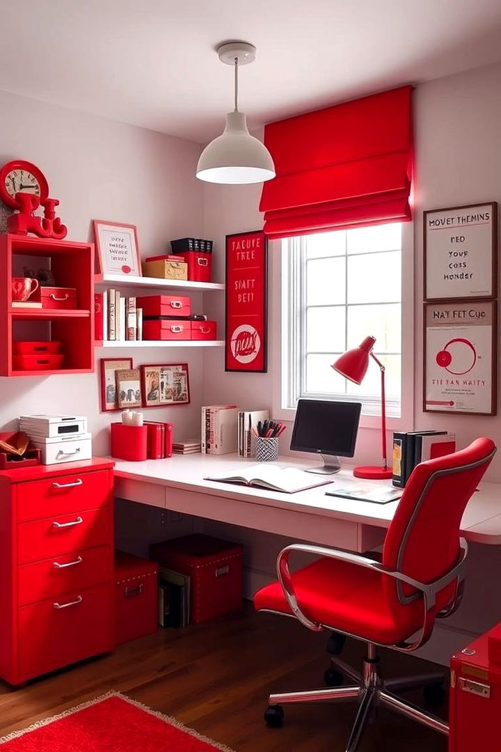 Red Themed Study Area - 22 Red Boy Room Ideas