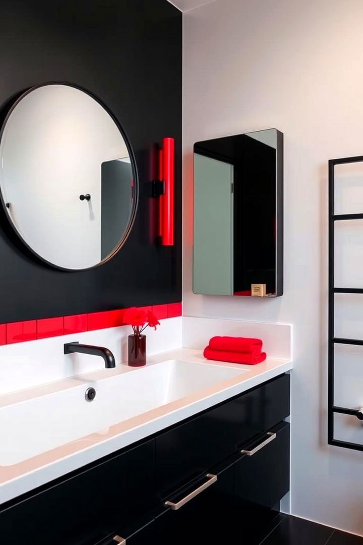 Red and Black Drama Bathroom - 22 Red Bathroom Ideas