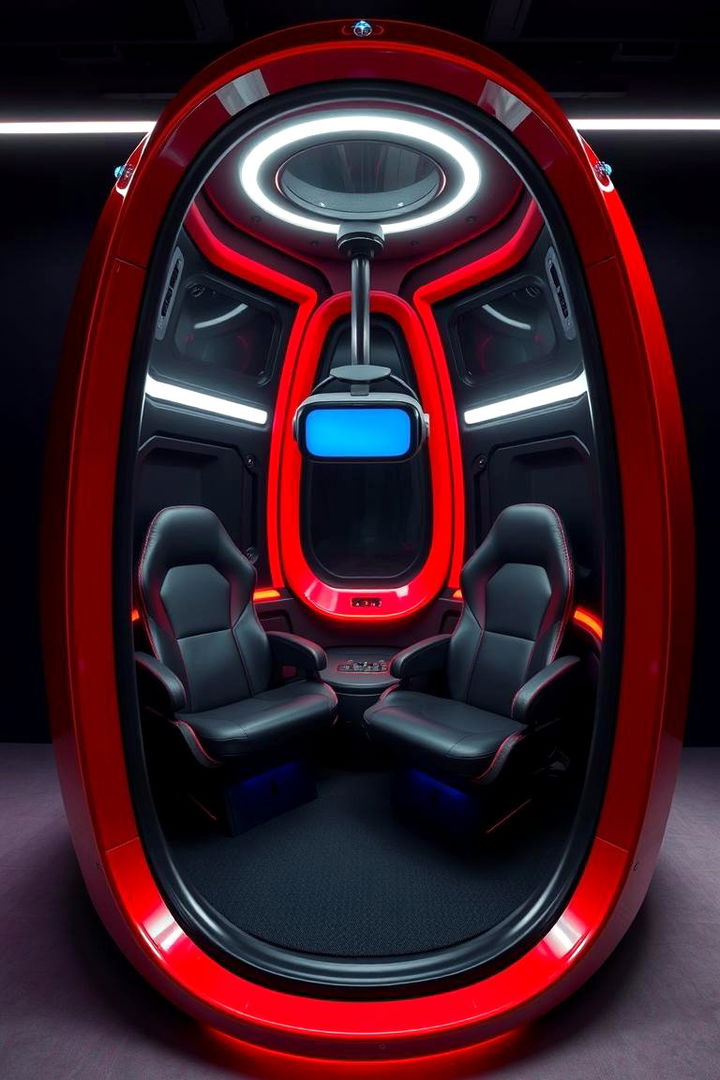Red and Black VR Experience Pod - 22 Red and Black Gaming Setup Ideas