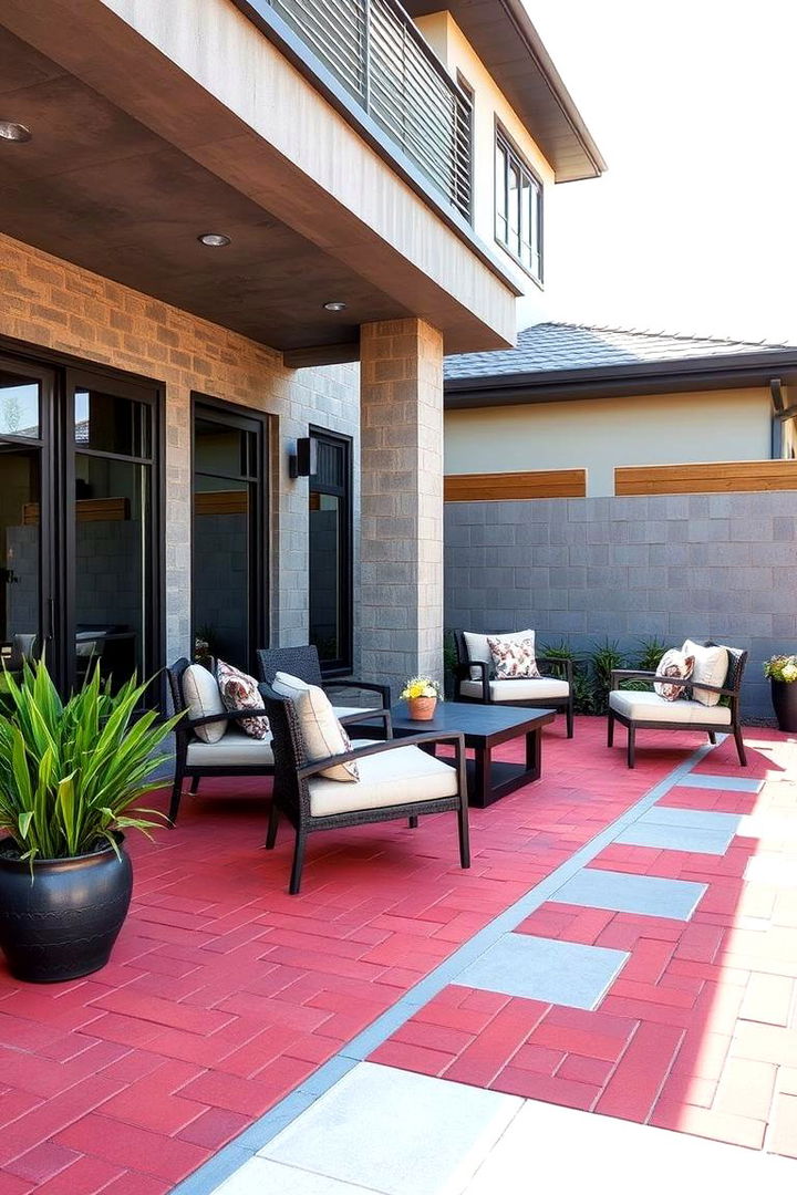 Red and Grey Contrast - 22 Red Paver Patio Ideas