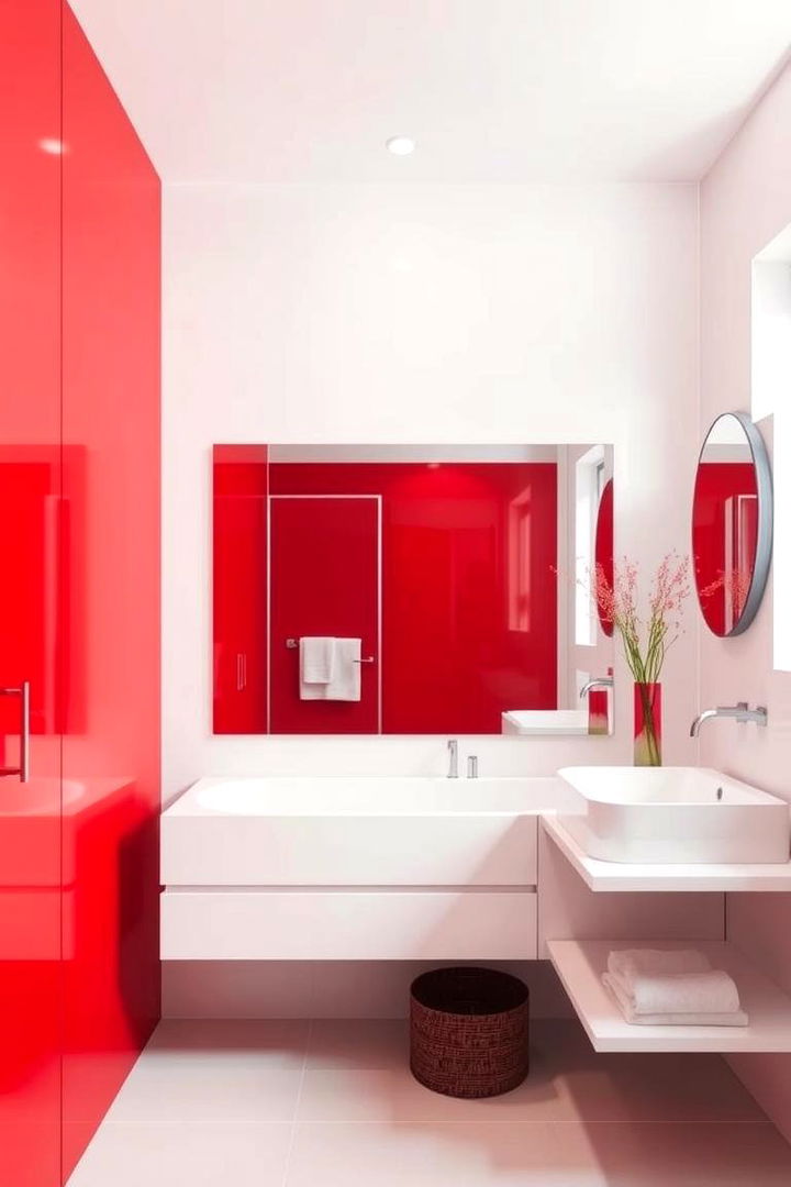 Red and White Contrasting Scheme - 22 Red Bathroom Ideas