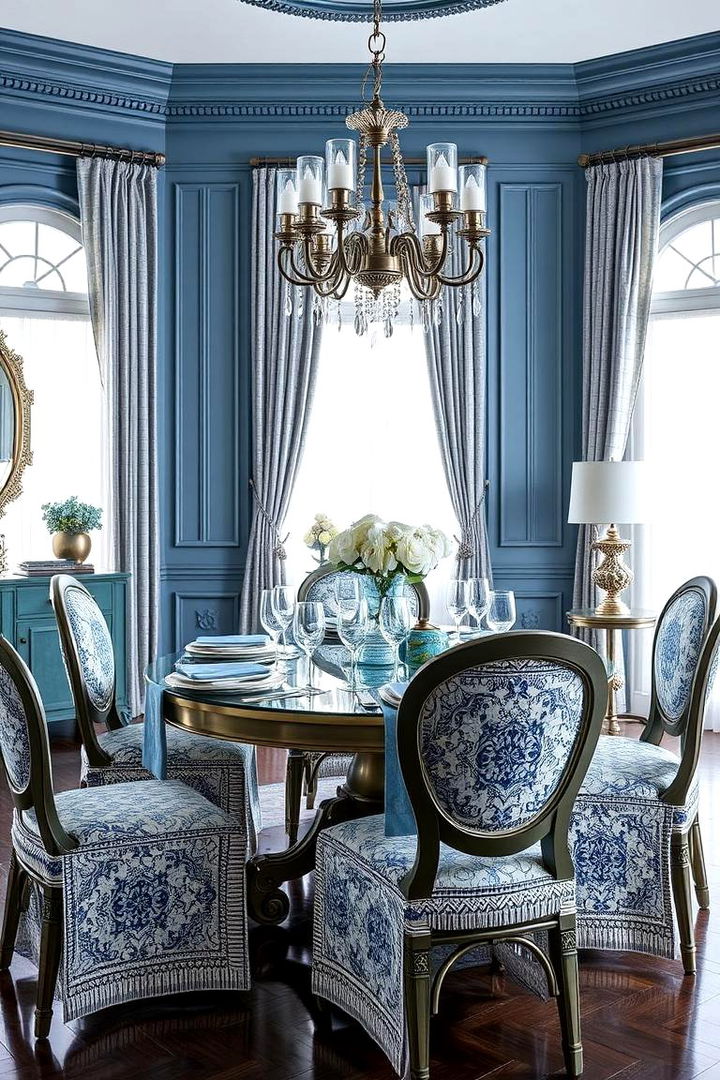 Refined Blue Details - 22 Blue Dining Room Ideas