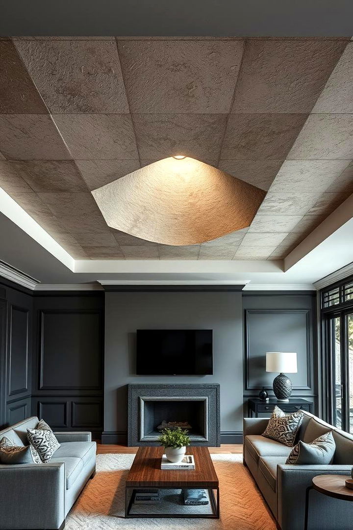 Refined Ceiling Features - 22 living room grey walls black trim
