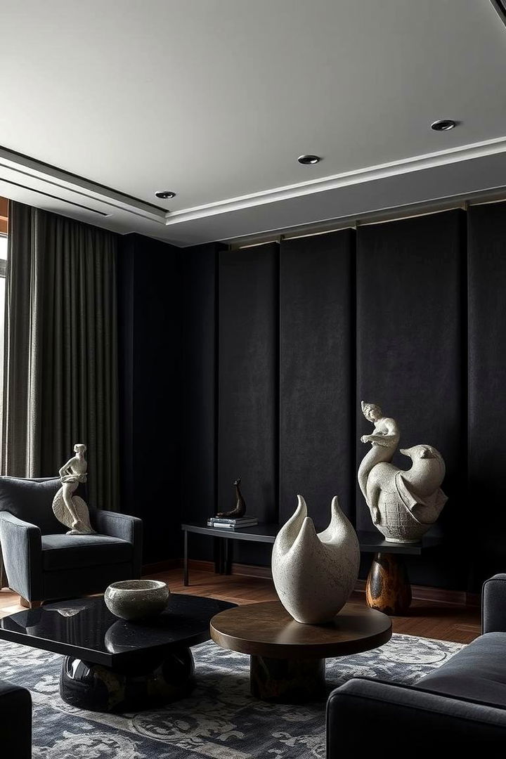 Refined Dark Accents - 22 Dark Living Room Ideas