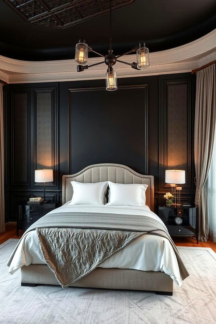 Refined Dark Detailing - 22 Black Accent Wall Bedroom Ideas