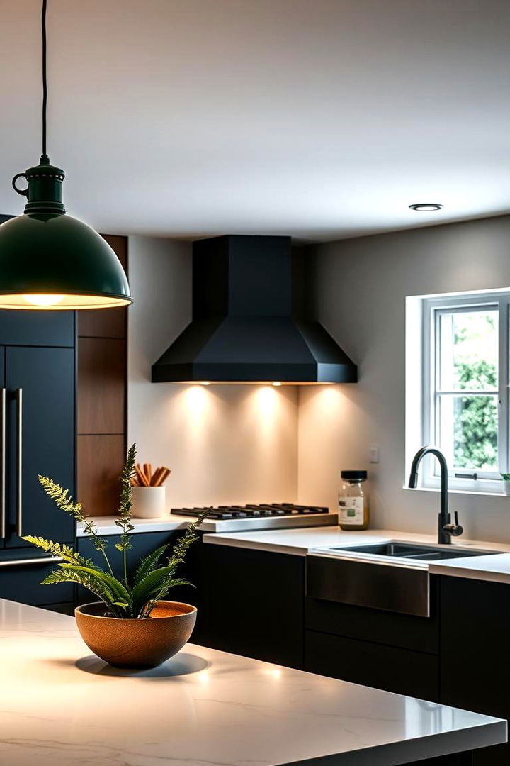Refined Dark Green Lighting Fixtures - 22 Dark Green Kitchen Ideas