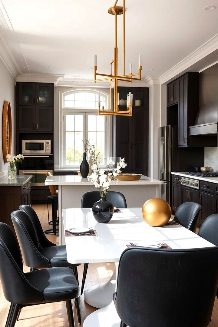 Refined Dining Spaces - 22 black white and gold kitchen ideas