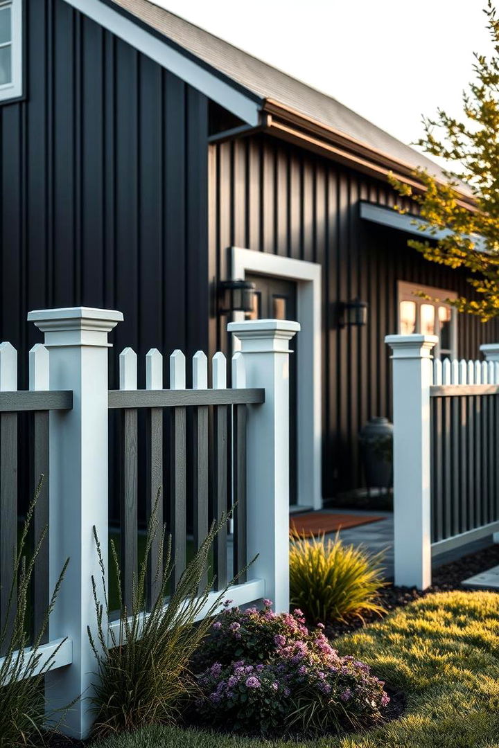 Refined Fencing Accents - 22 Black Modern Farmhouse Exterior Design Ideas
