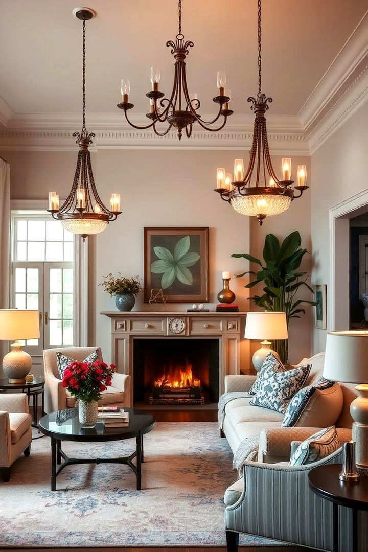Refined Lighting Fixtures - 22 Preppy Living Room Ideas