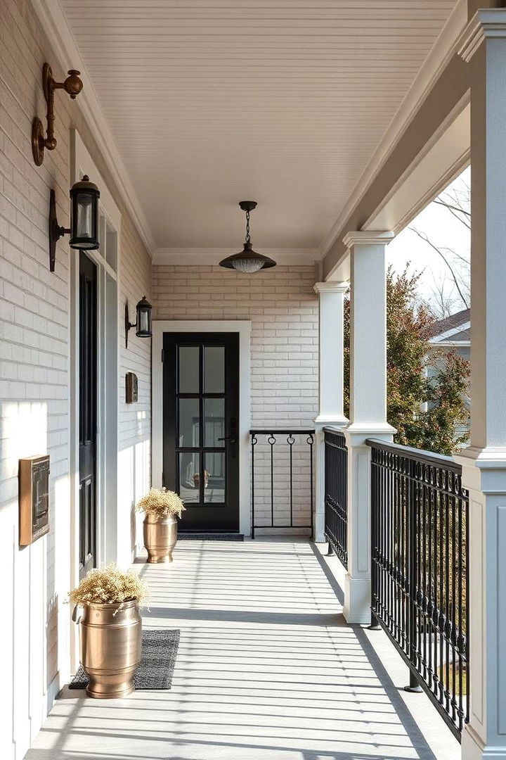Refined Metal Accents - 22 Raised Ranch Front Porch Ideas