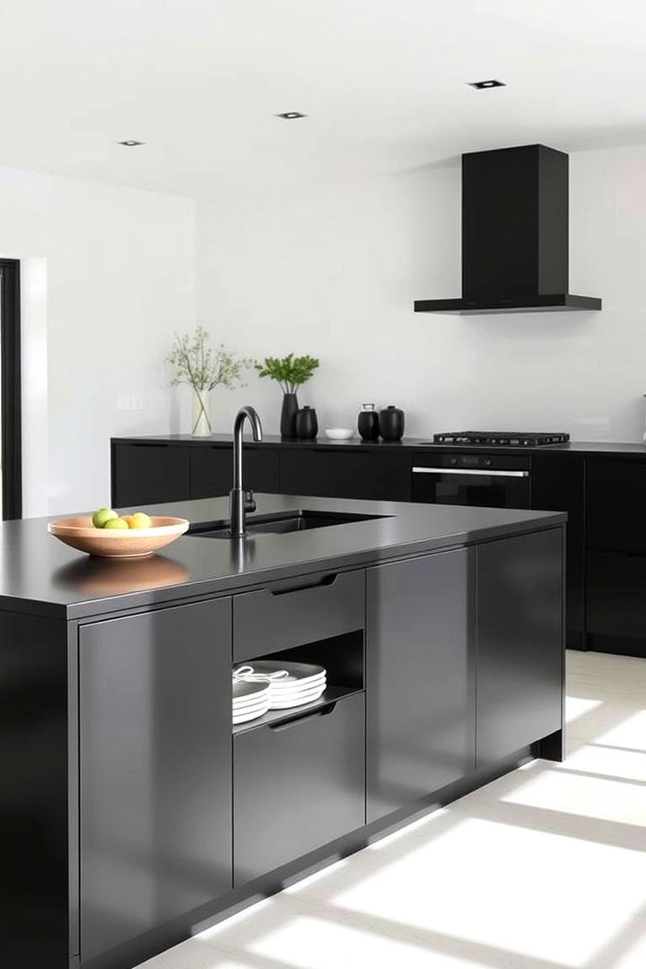 Refined Minimalist Look - 22 Black Kitchen Islands
