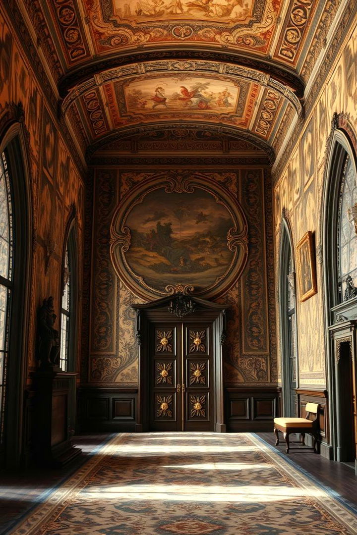 Refined Tapestry Walls - 22 Castle Living Room Ideas