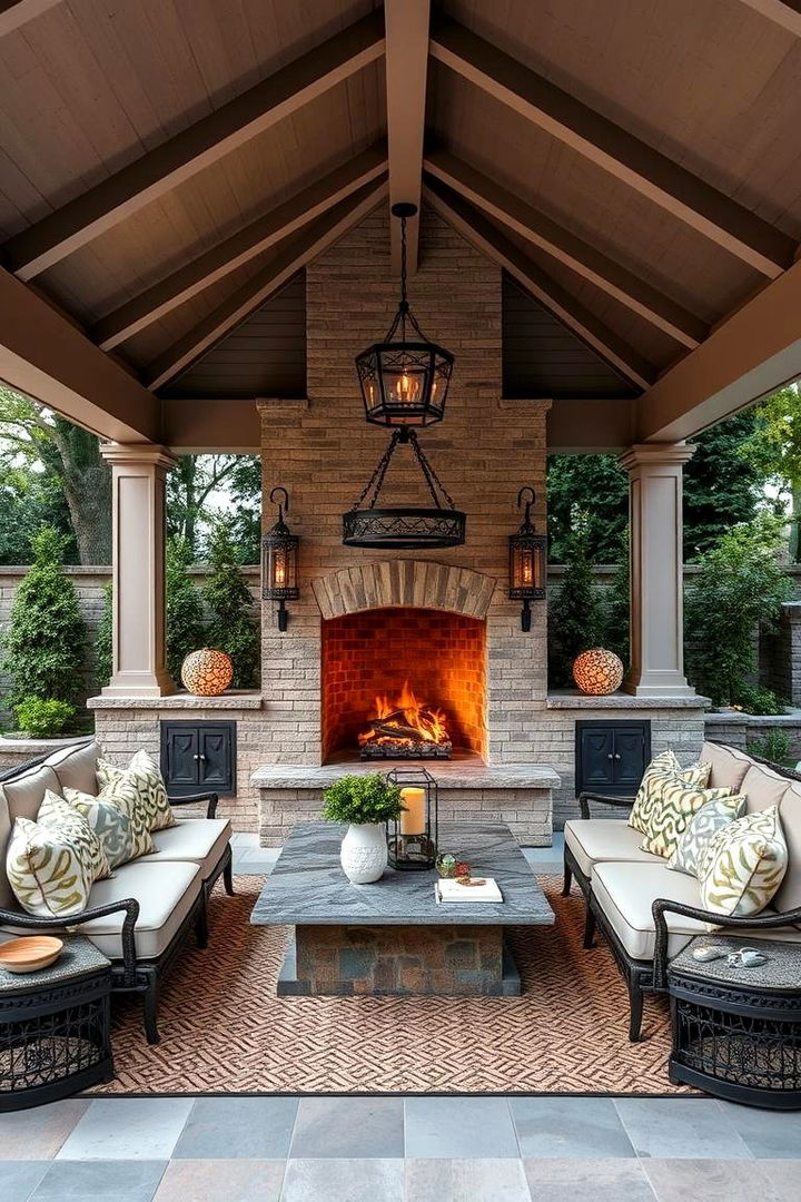 Refining Aesthetic Appeal - 22 Backyard Pavilion With Fireplace