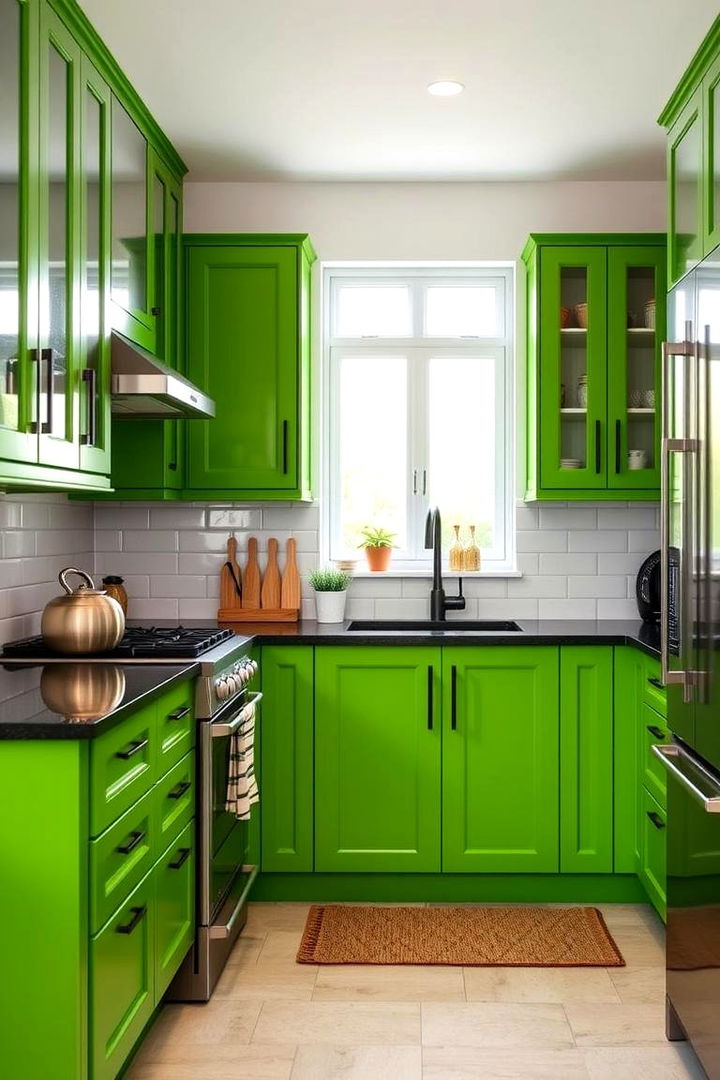 Reflecting Personal Style - 22 Green Kitchen Cabinets With Black Countertops