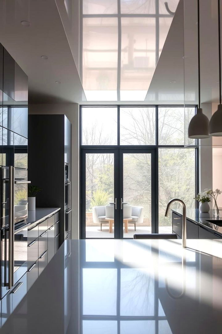 Reflective Finishes and Light Amplification - 22 Modern Style Glass Kitchen Cabinets
