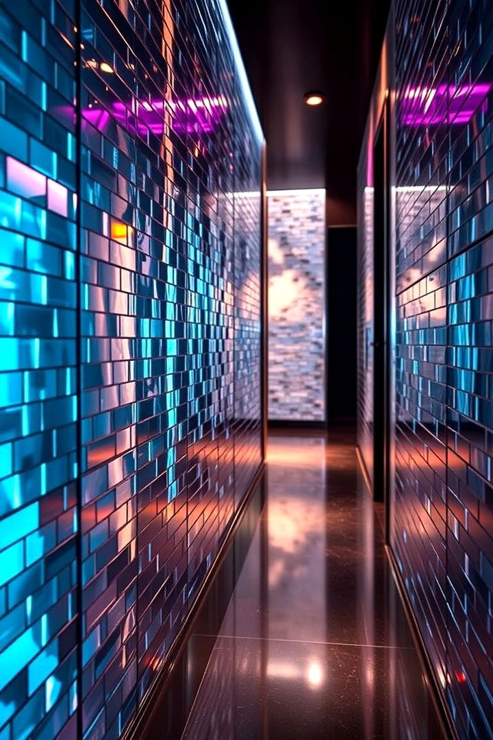 Reflective Metallic Details - 22 Small Entryway Tile Floor Ideas