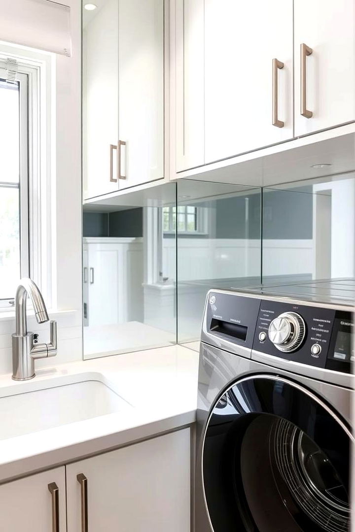 Reflective Mirror Accents - 22 Laundry Room Backsplash Ideas