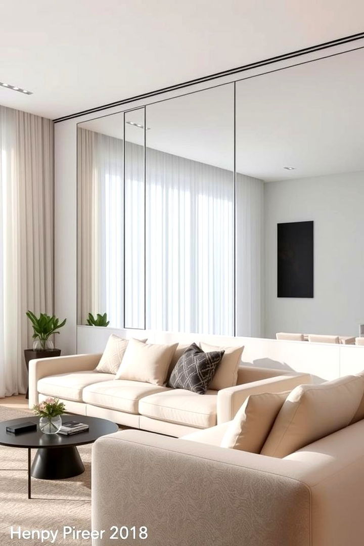 Reflective Mirror Accents - 22 Living Room Accent Wall Ideas