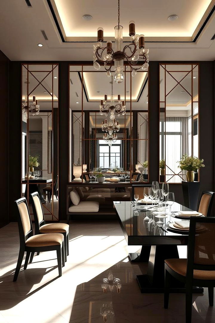 Reflective Mirror Accents - 22 Art Deco Dining Room Ideas
