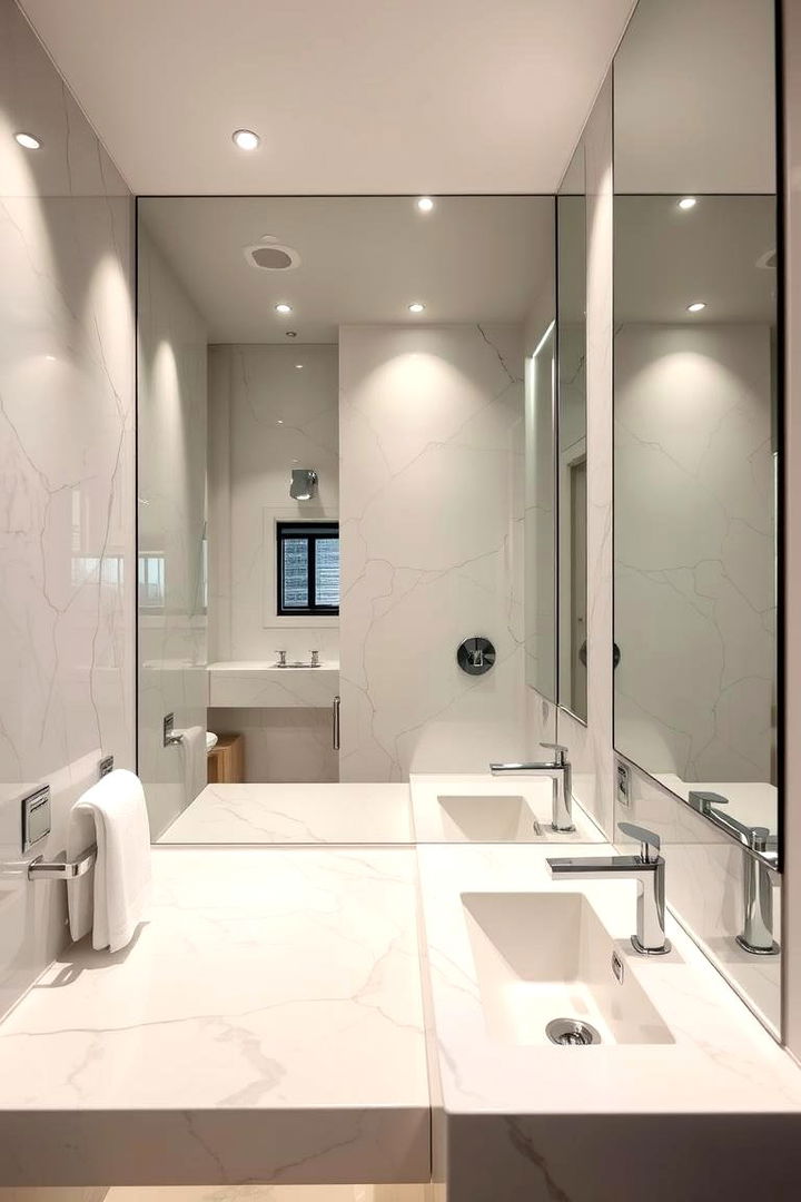 Reflective Mirror Facades - 22 Bathroom Accent Wall Ideas