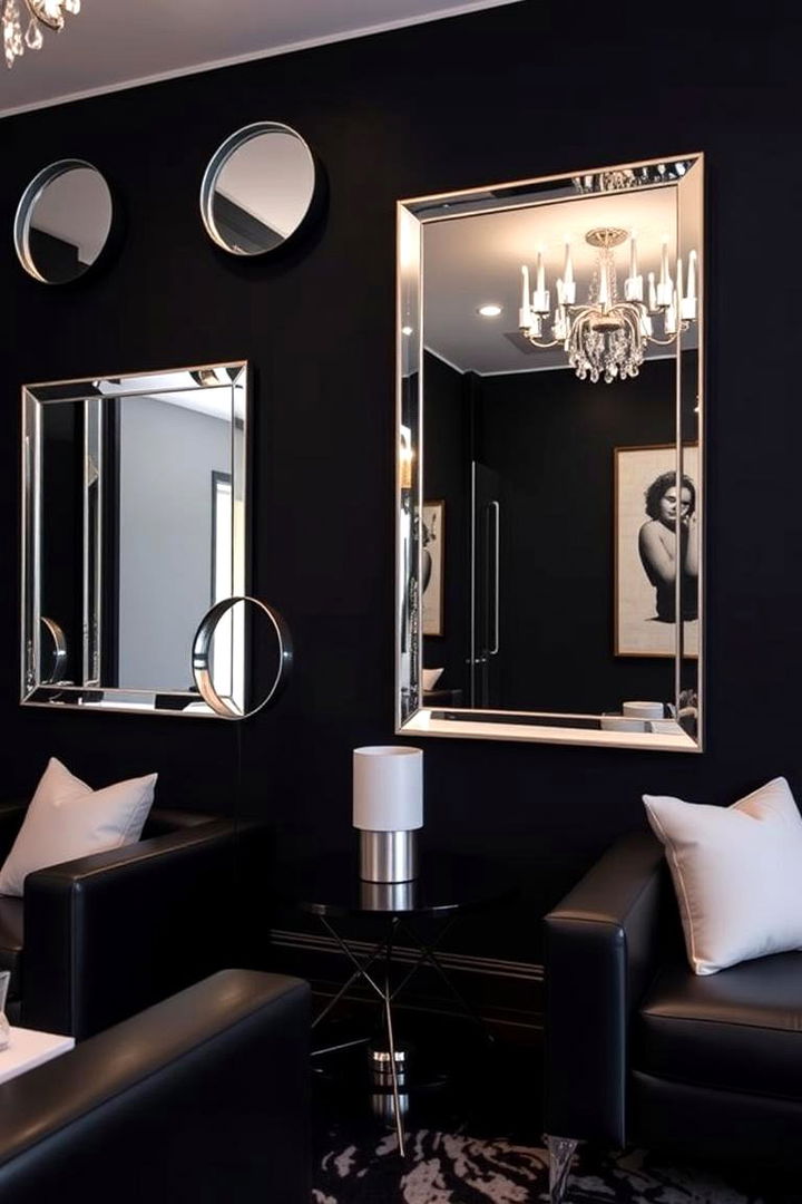Reflective Mirror Magic - 22 Black Accent Wall Bedroom Ideas