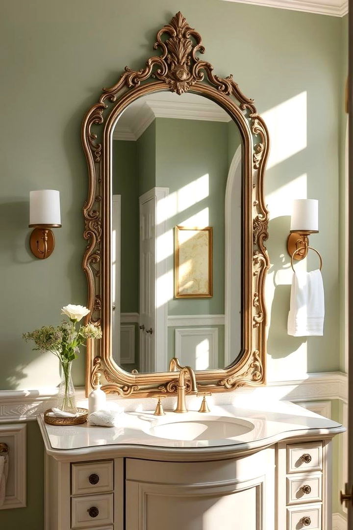 Reflective Mirror Statements - 22 Sage Green and Cream Bathroom Ideas