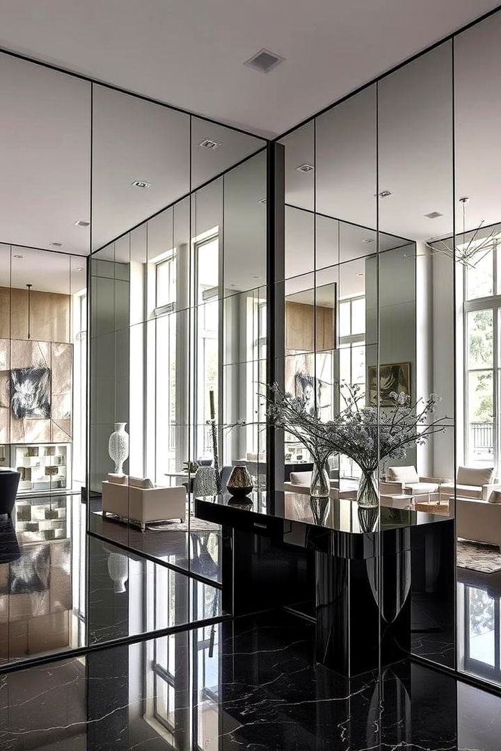 Reflective Mirror Surfaces - 22 Glam Living Room Ideas
