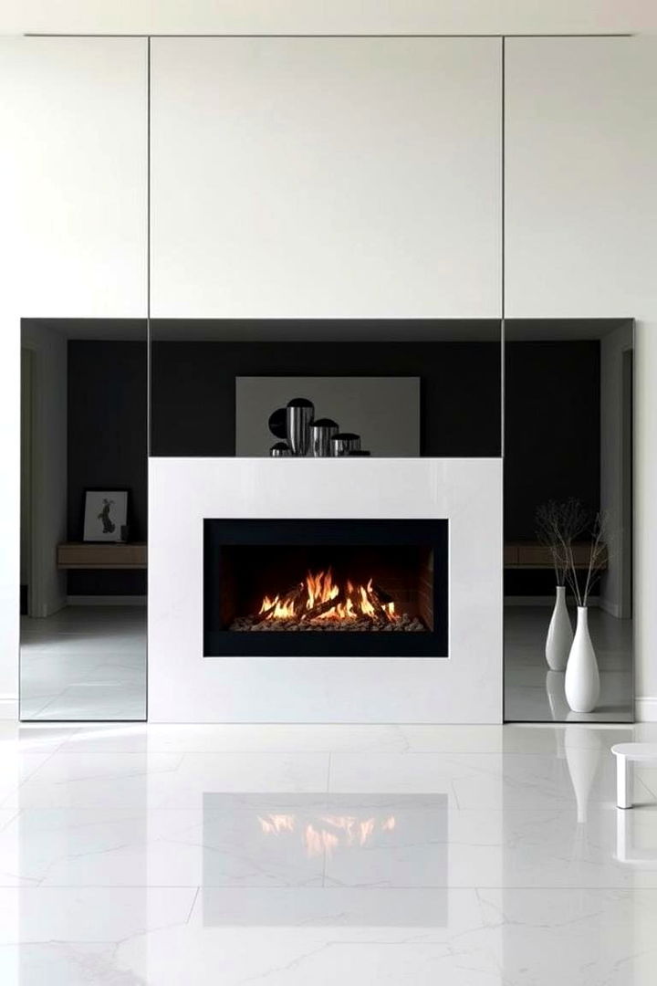 Reflective Mirror Wall - 22 Fireplace Wall Ideas