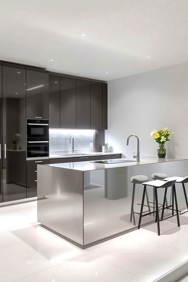 Reflective Mirrored Finish Island - 22 Small Kitchen Island Ideas