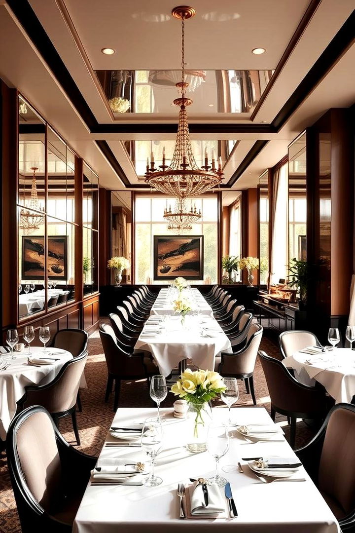 Reflective Mirrors to Amplify Space - 22 Transitional Dining Room Ideas