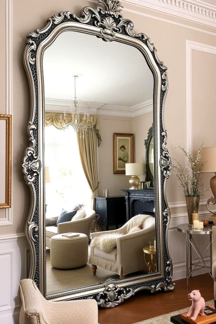 Reflective Silver Mirrors as Art - 22 Silver Living Room Ideas