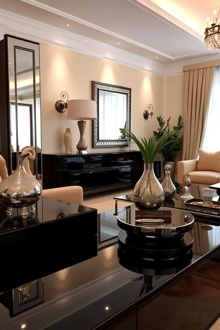 Reflective Surface Innovations - 22 Black and Beige Living Room Ideas