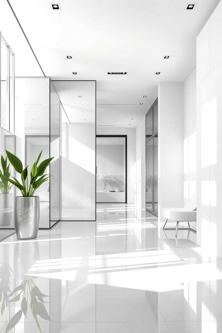 Reflective Surfaces Artistry - 22 Grey and White Living Room Ideas