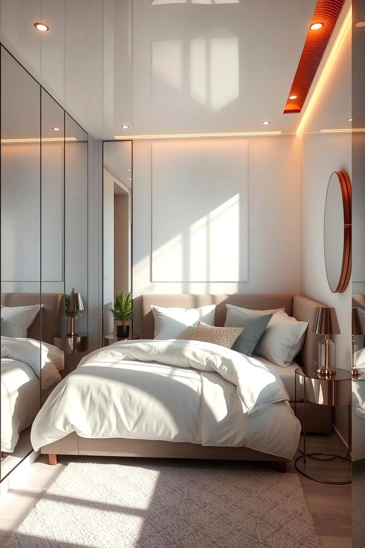 Reflective Surfaces Enhancement - 22 Small Bedroom Lighting Ideas
