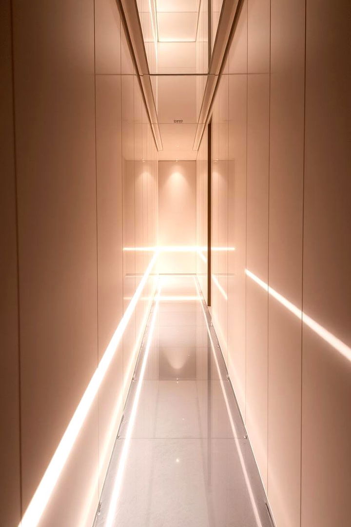 Reflective Surfaces Enhancing Natural Glow - 22 Narrow Hallway Lighting Ideas