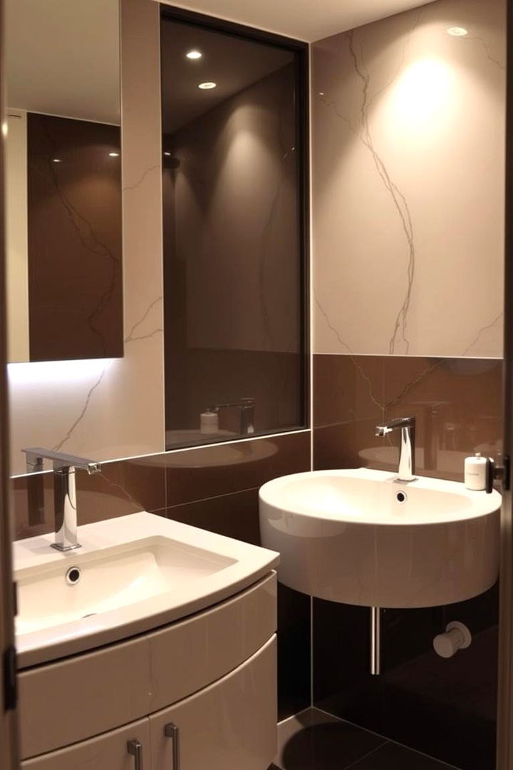 Reflective Surfaces and Glossy Finishes - 22 Small Ensuite Design Ideas