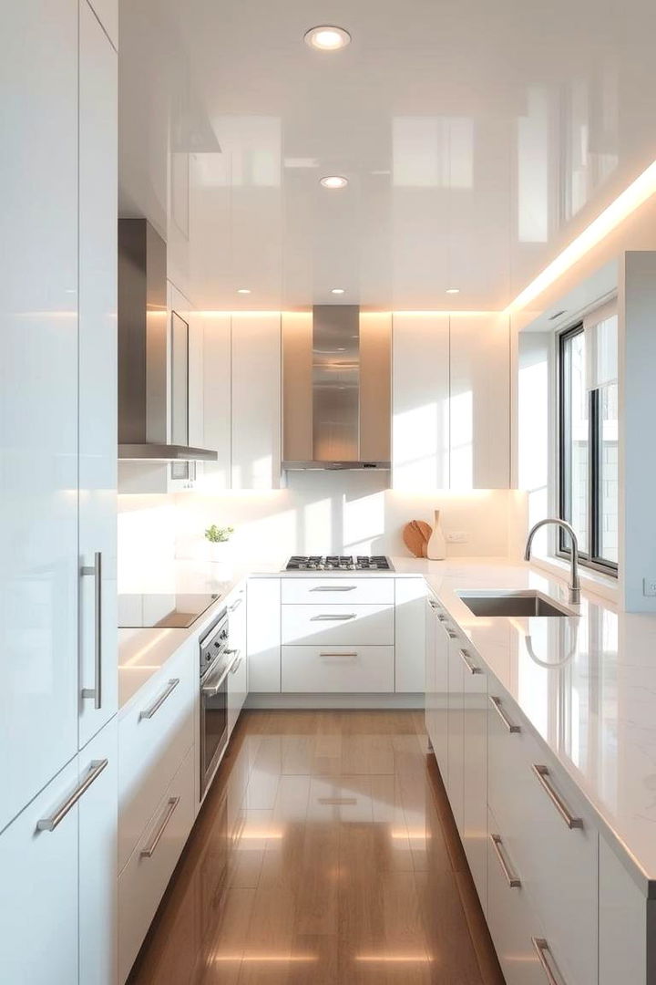 Reflective Surfaces for Light - 22 One Wall Kitchen Ideas