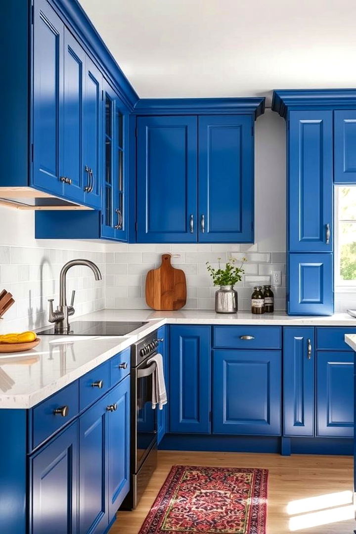 Refreshing Color Contrasts - 22 blue farmhouse kitchen cabinets