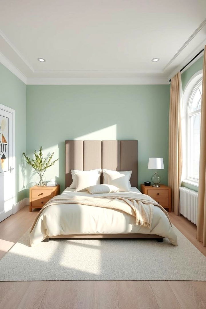 Refreshing Mint and Cream - 22 Bedroom Painting Ideas With Two Colors