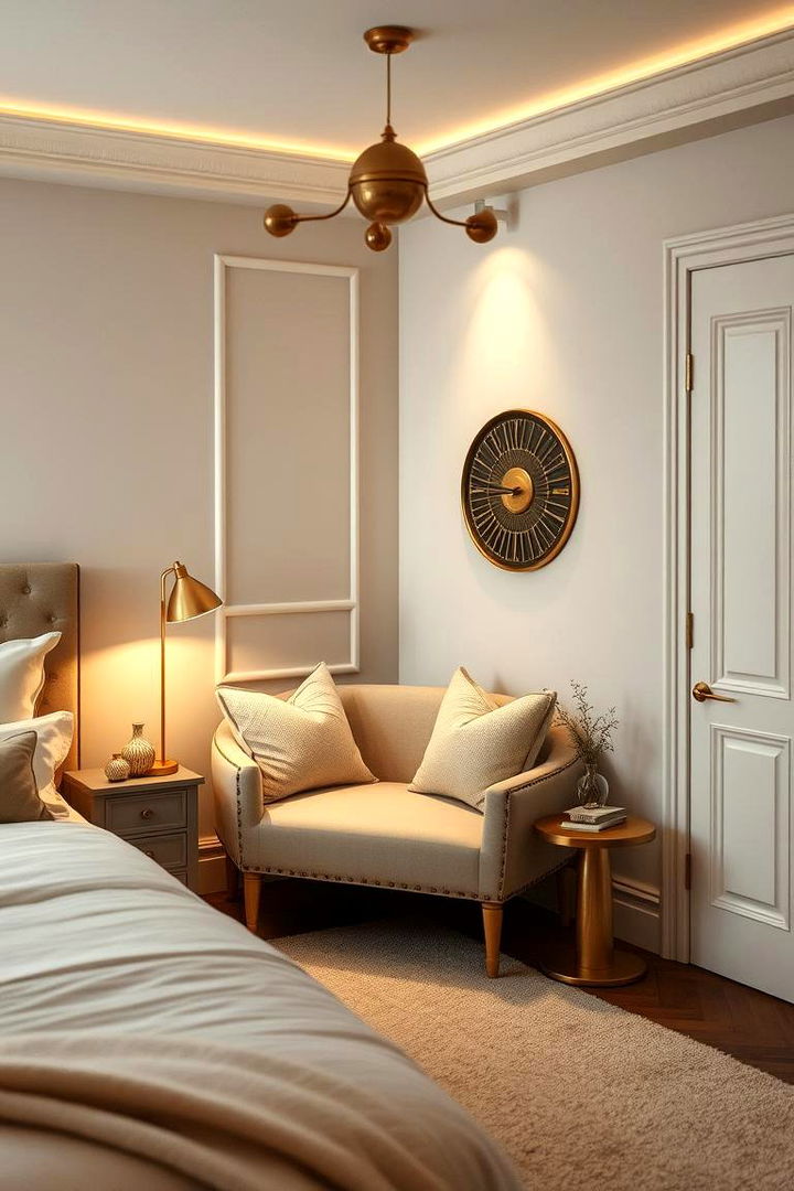 Relaxing Gold Feature Corners - 22 Gold Bedroom Ideas