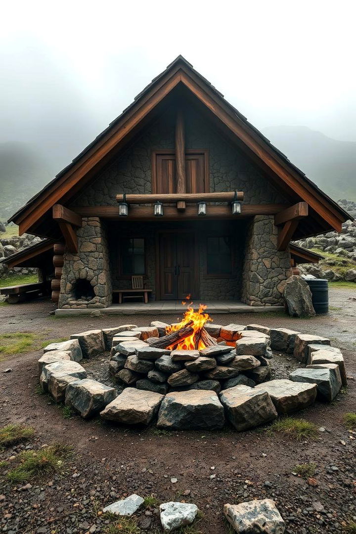 Remote Mountain Lodge Style - 22 Backyard Fire Pit Ideas Landscaping