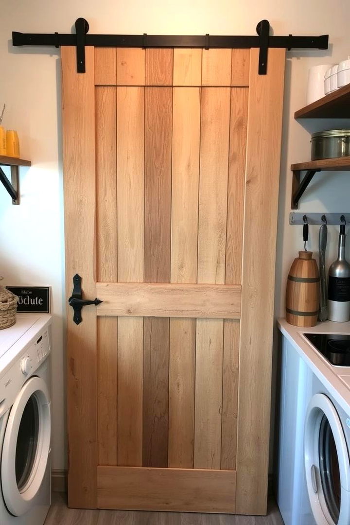 Repurposed Barn Doors for Unique Functionality - 22 Rustic Laundry Room Ideas