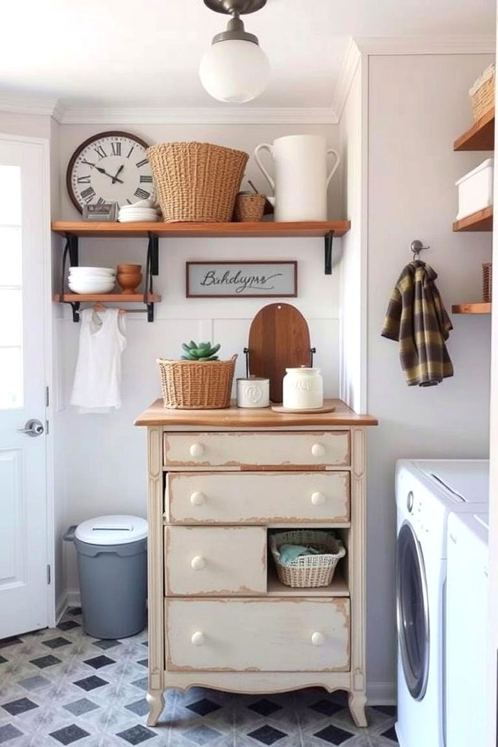 Repurposed Furniture Elements - 22 Farmhouse Laundry Room Ideas