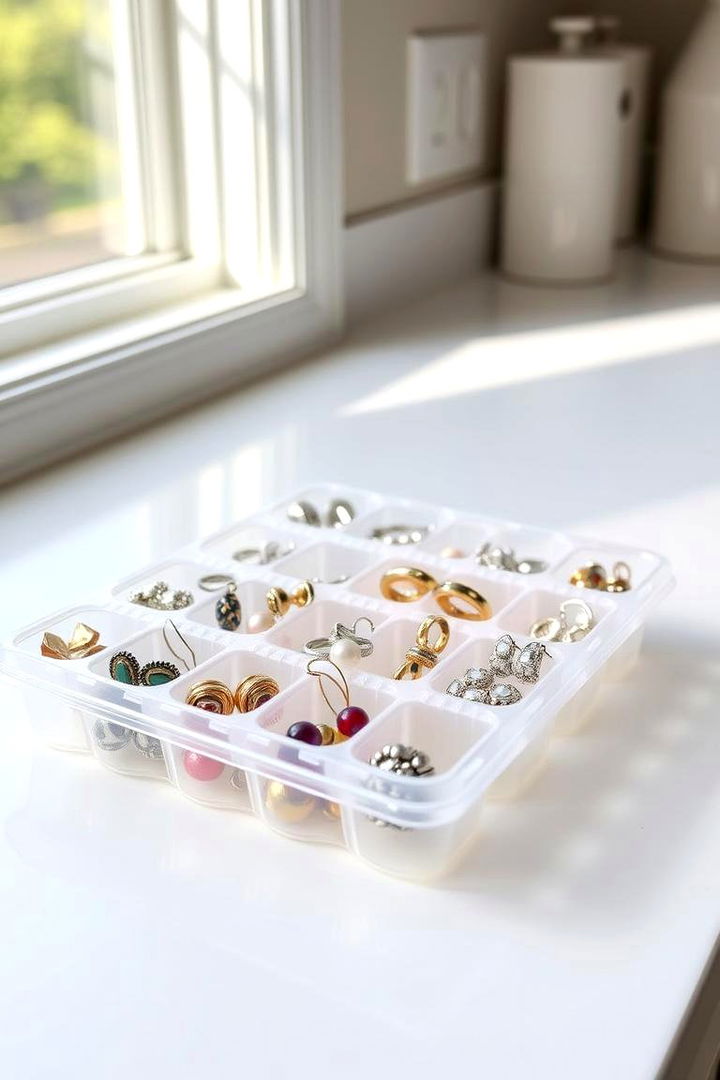 Repurposed Ice Cube Tray Organizer - 22 Earring Storage Ideas