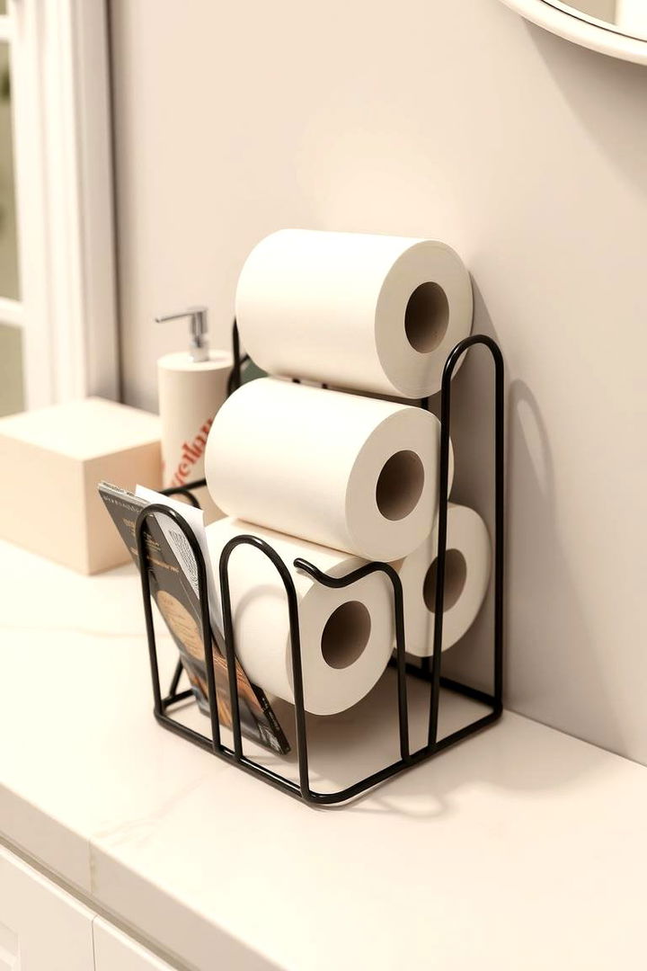 Repurposed Magazine Holder - 22 Toilet Paper Storage Ideas
