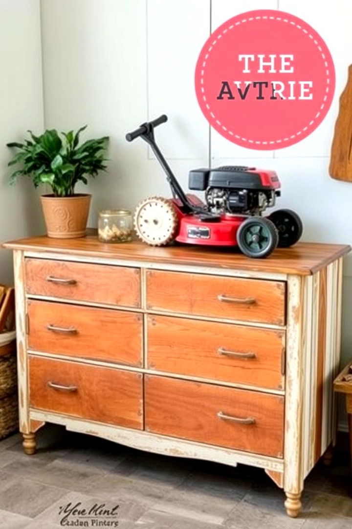 Repurposed Old Furniture Storage - 22 Lawn Mower Storage Ideas